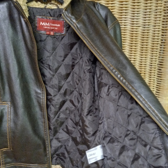 MM Essentials Marc Mattis Hoodie Jacket Brown Faux Leather Quilti edSize S/38 - Picture 6 of 10